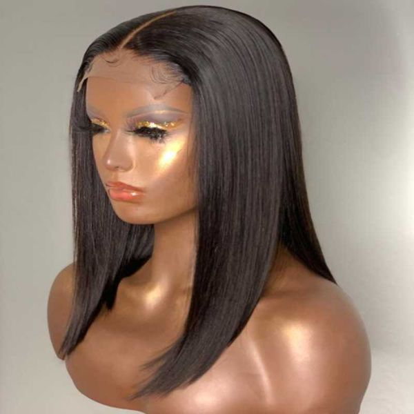 

synthetic wigs 14inch cutting natural hairline glueless lace front hair wig with babyhair 180%density for black women