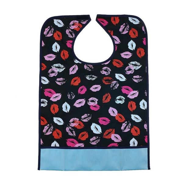 

aprons mealtime protector waterproof pocket bib disability aid apron washable with crumb catcher (lips)