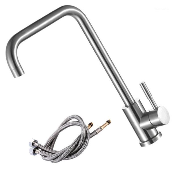 

stainless steel kitchen faucet single hole cold and water washing with 2pcs 60cm tubes (1200g)1