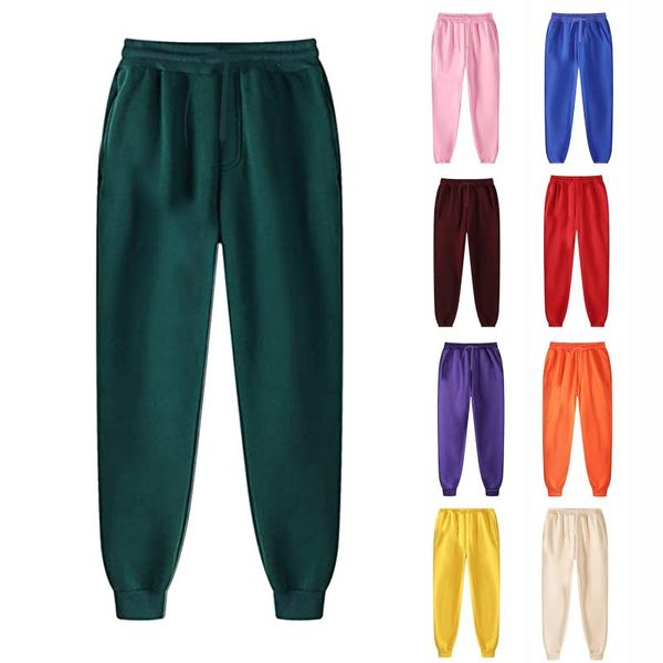 

men's pants casual solid trousers sweatpants drawstring men and women autumn winter leisure color free, Black