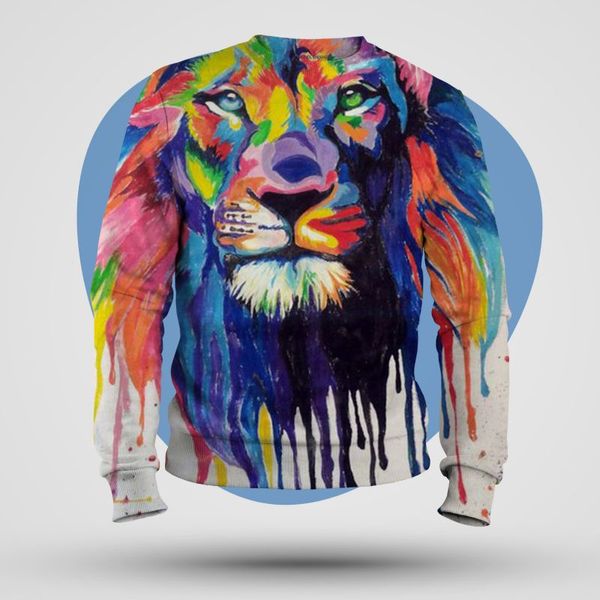 

Lion graffiti design 3D printing hoodie visual impact party top punk gothic round neck high quality American sweatshirt hoodie, Black