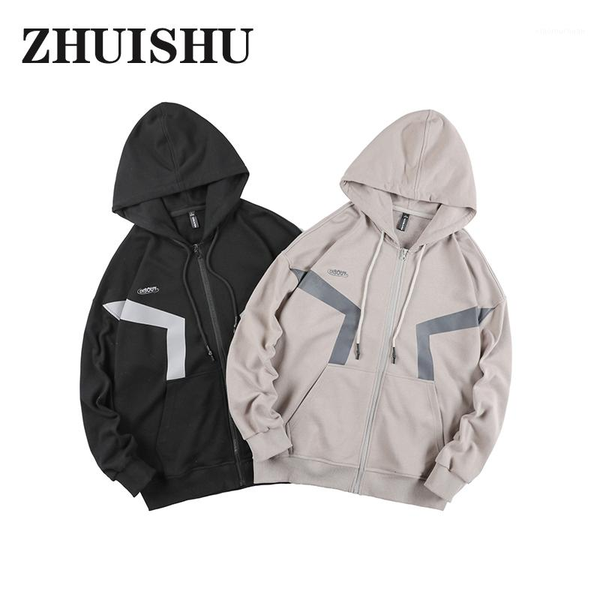 

men's hoodies & sweatshirts 2021 sweater finger print zipper hoodie casual fashion spring and autumn coat japanese street, Black