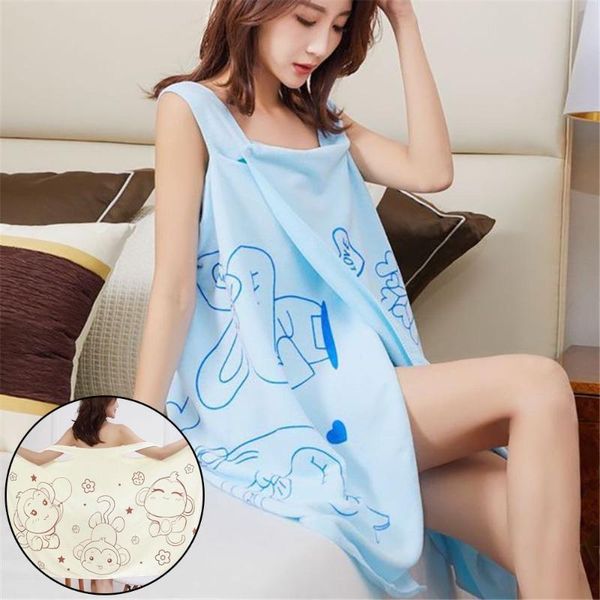 

towel texile skin-friendly cartoon printing soft absorbent wearable bath bathroom bathrobe superfine fiber for women