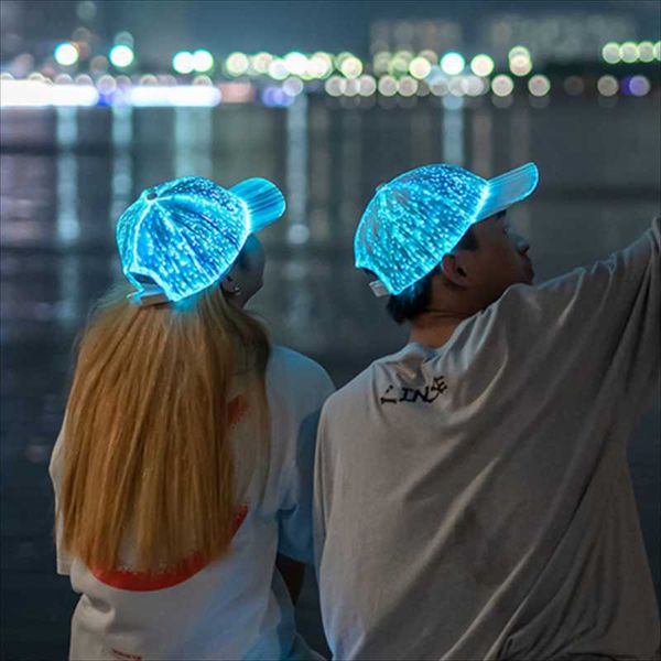 

other event & party supplies wholesale luminous color-changing led fiber optic baseball hat christmas glow halloween hip hop cap