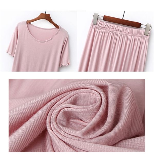 

large loose soft modal autumn home clothes for women 2 pieces plus size homewear female pajamas set ladies sleepwear, Black;red