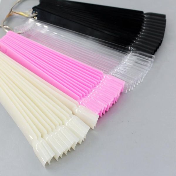 

false nails clear nature black tips for nail art display oval fan style swatch polish stand practice manicure tools bea23-1, Red;gold