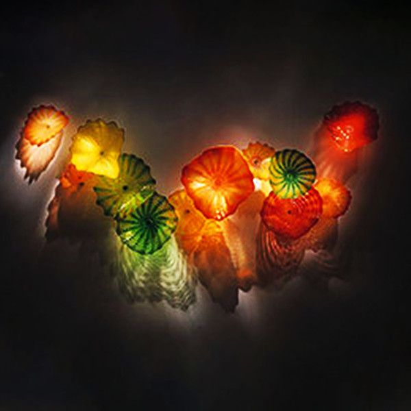 

murano hanging plate lamps arts hand blown glass wall decorative flower plates for art decoration
