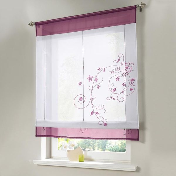

roman window curtain embroidered rustic blind for kitchen height liftable gauze small coffee curtain#g30 & drapes