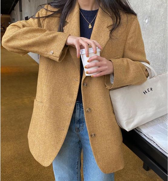 

women's suits & blazers senior french temperament retro classic color is herringbone suit jacket, White;black