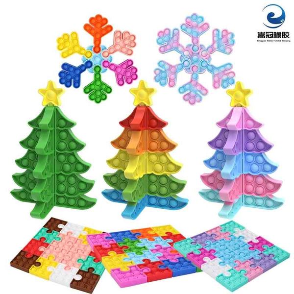 

new puzzle deratization pioneer diy snowflake square christmas tree splicing children's deskdecompression toy