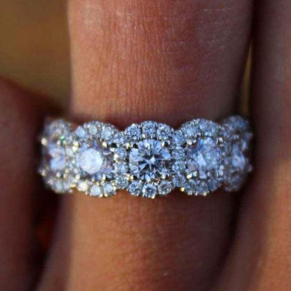

wedding rings bohemian women geometric water crystal silver ring delicate female party jewelry wear, Slivery;golden