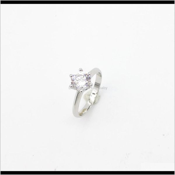 

band rings jewelry drop delivery 2021 ms 925 sterling sier classic six claw inlay rounded zircon marriage engagement ring anniversary act th, Silver