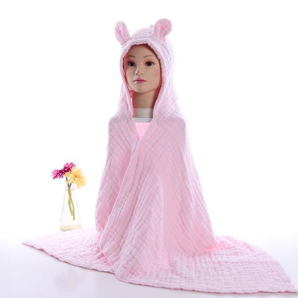 

towel cotton six layer gauze hooded bath cape plain