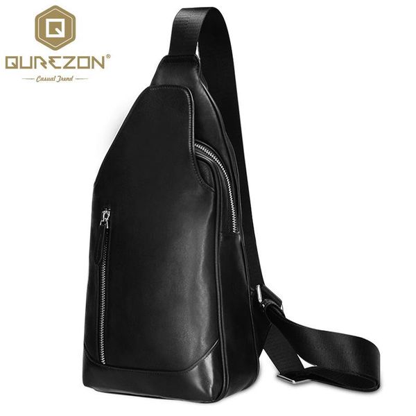 

waist bags qurezon brand men genuine leather chest pack single shoulder strap back travel crossbody nl101