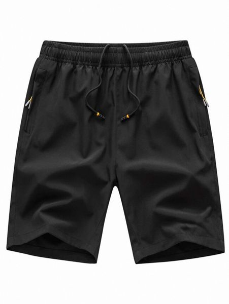 

men zip side solid track shorts 43rd#, Black