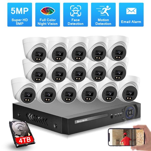 

h.265 5mp cctv video surveillance camera system kit 16ch ahd dvr ourdoor motion detection security set wireless kits