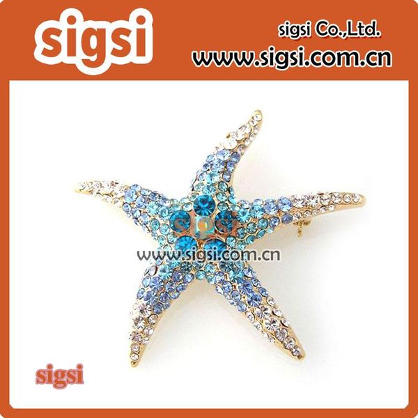 

pins, brooches marine animal crystal rhinestones sea star brooch pin fashion girl jewelry starfish pins, Gray