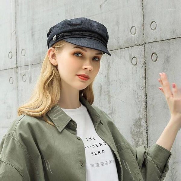 

berets cowboy make old octagon cap men and women four seasons style retro-matching beret artist hat suitable for going out, Blue;gray