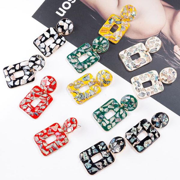 

dangle & chandelier aensoa trendy irregular shell metal drop earrings for women statement colorful geometric fashion jewelry gift 2021, Silver