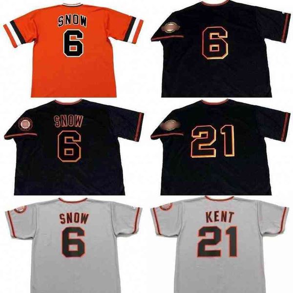 

men 6 j.t. snow 21 jeff kent 1993 baseball jersey, Black
