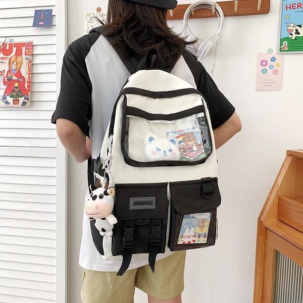 

school bags fashion women's try backpack harajuku hit color backpacks nylon waterproof large-capacity travel
