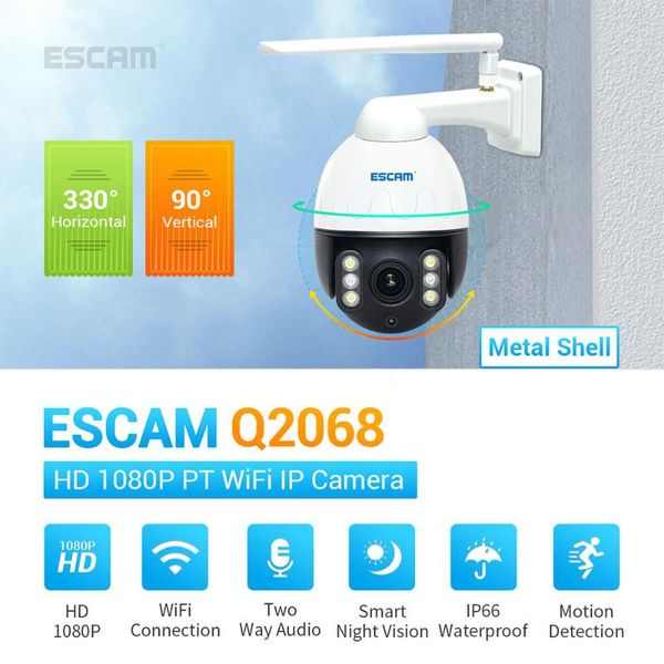 

cameras escam q2068 metal case speed dome camera 2mp 1080p wireless ptz ip