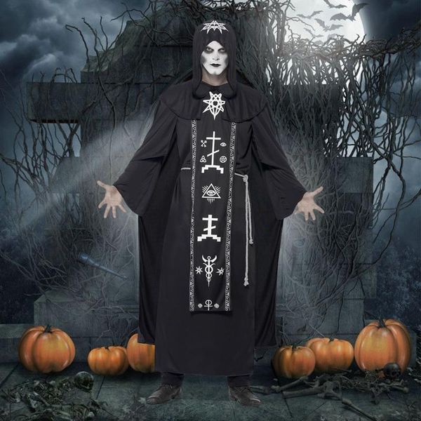 

casual dresses halloween cosplay costumes black robe party couples dress medieval magic cowl vampire fancy, Black;gray