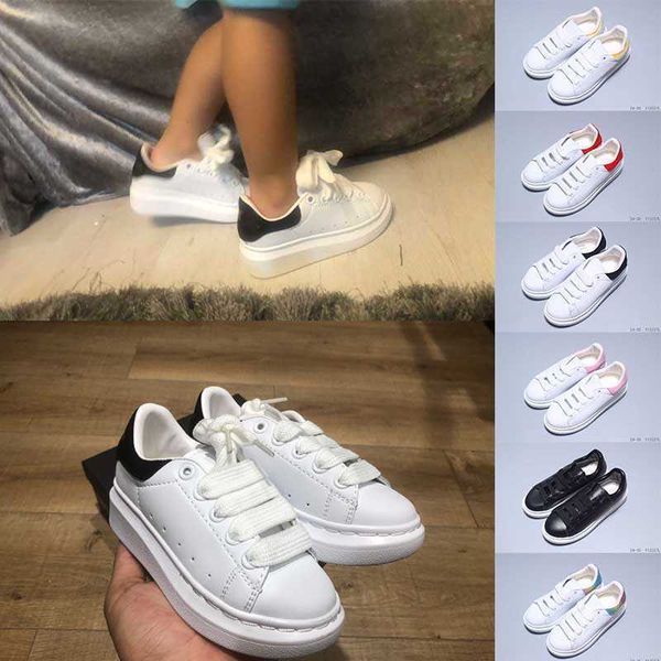 

leather outdoor sneaker for children black white pink boy girl little dirty shoes kids platform casual sneakers chaussures 24-35
