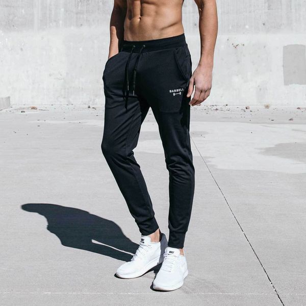 

men's pants muscle boy brothers fitness sports leisure running cotton elastic necking, Black