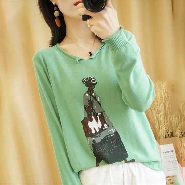 

pullover womens spring and autumn women sweater cotton casual knitwear v neck blouse plus size, White;black