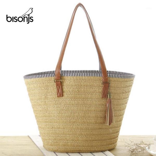 

evening bags fashion women's summer straw bag tote shoulder large wicker woven handbag rattan female 2021 tassel beach1