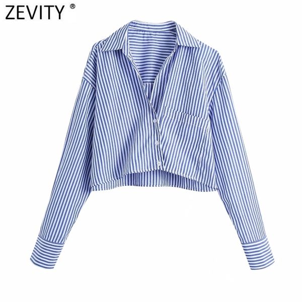 

women vintage turn down collar striped print short smock blouse office lady long sleeve shirts chic loose ls9005 210416, White;black