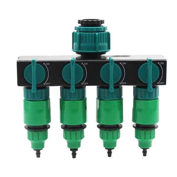 

watering equipments 1 set 1" to 3/4" 1/2" european standard internal thread 4-way hose splitters with 4 pcs 4/7mm 8/11mm quic
