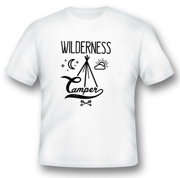 

wilderness camper sun moon stars black or white tee, White;black