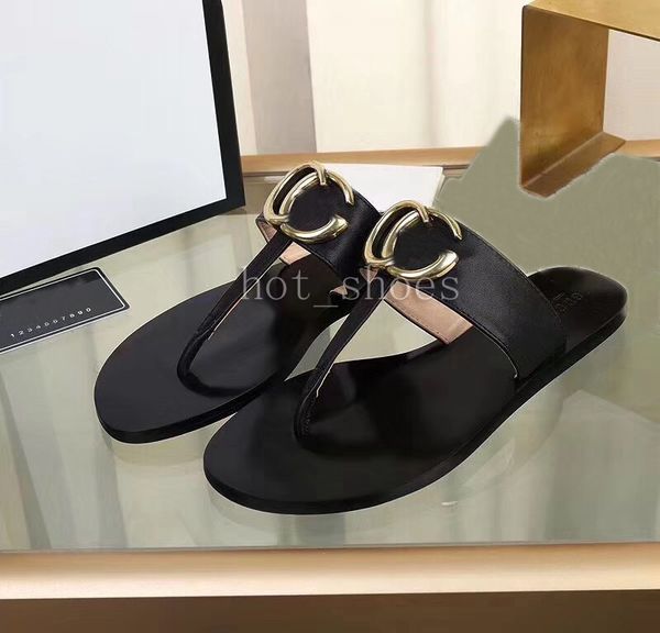 

mens womens slipper for women flip flops leather men slipers with double metal black white brown slides summer beach thongs sandals withbox