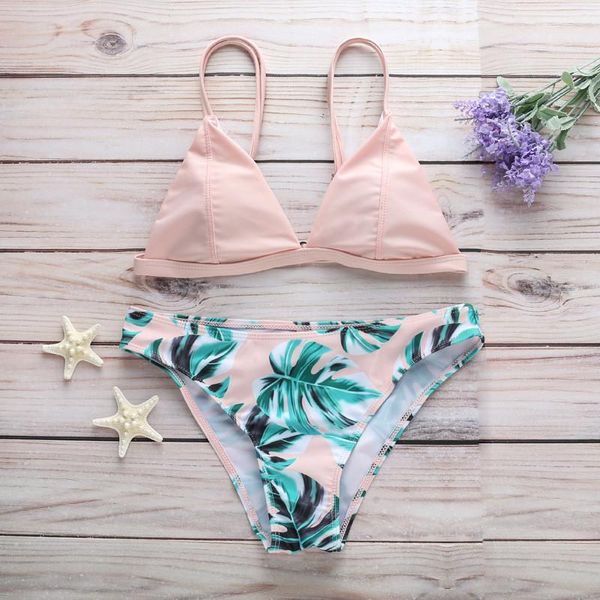 

one-piece suits two piece swimsuit beach green leaf printed bikini tankini swimsuits women maillot de bain femme 2021