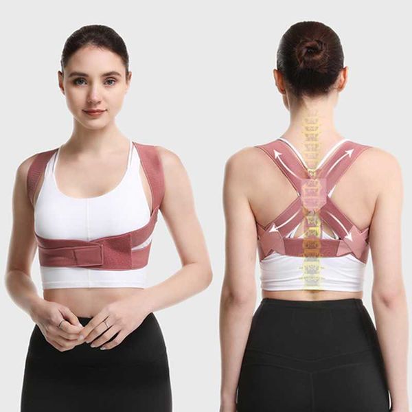 

women's shapers back posture corrector therapy brace corset adjustable spine chest support belt correct kyphosis bandage for women kid, Black;white