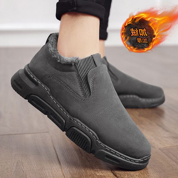 

northeast snow boots winter high plush warm cotton shoes men's outdoor waterproof and anti-skid thickened bread, Black