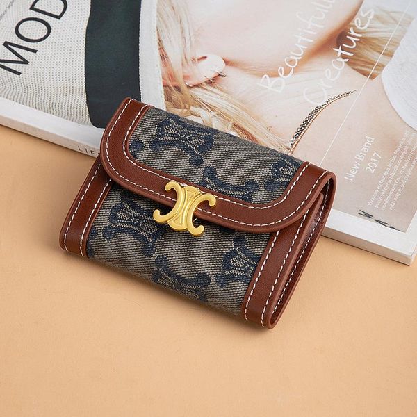 

card holders leather and canvas fashion slim wallet multicolor pouch id holder mini bank case unique ins design, Brown;gray