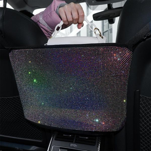 

car organizer crystal universal seat storage bag mesh net handbag holder cargo nets trunk auto interior accessories
