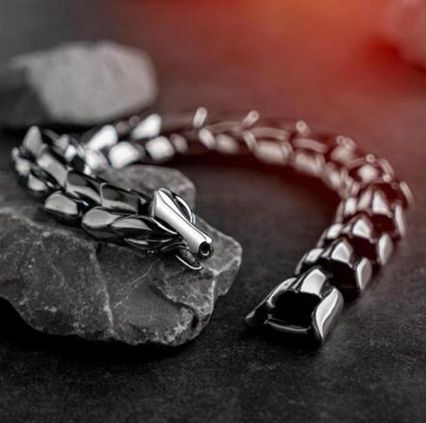 

link, chain black dragon retro punk bracelet men's stainless steel fashion jewelry