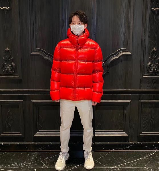 

luxury france men's down jackets designer brand maya short hooded fashion shiny thick warm coat couple bread clothes, Black