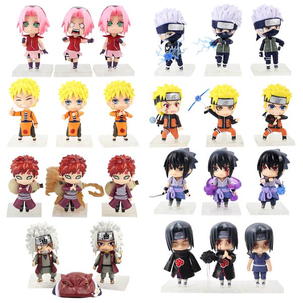 

3pcs/set 10cm Naruto Shippuden Uchiha Itachi Kakashi Gaara Haruno Sakura Jiraiya Figurine Anime PVC Action Figure Toys Dolls