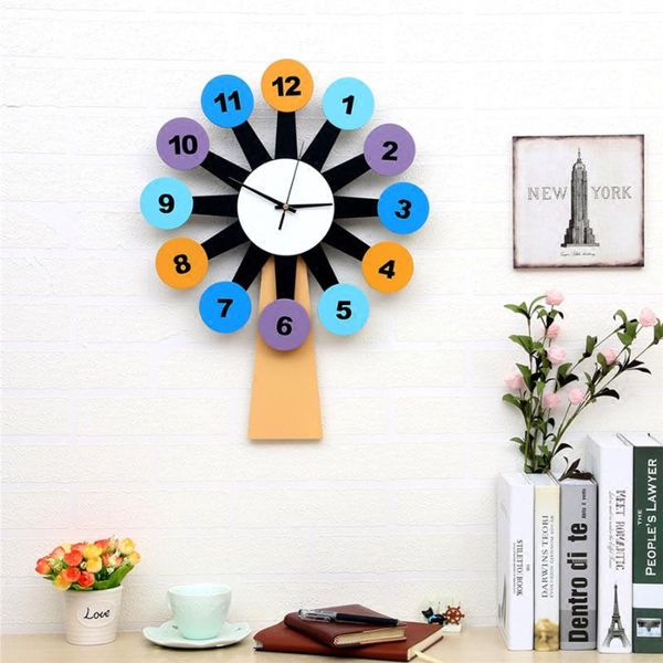 

wall clocks study clock sticker digital creative wooden tree watches duvar saati classic wood horloge mural l