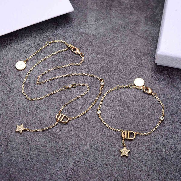 

special offer 75% off outlet online family 2021 new letter five pointed star net red women's necklace bracelet women, Black