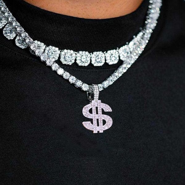 

dainty bohemian pendant crystal necklaces for women charms shiny statement fashion collar dollar sign choker neck cute, Silver