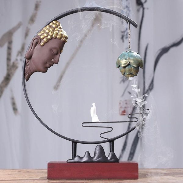 

fragrance lamps creative smoke backflow incense burner ceramic statue aromatic waterfall decoracion budista buddhist supplies zen decor
