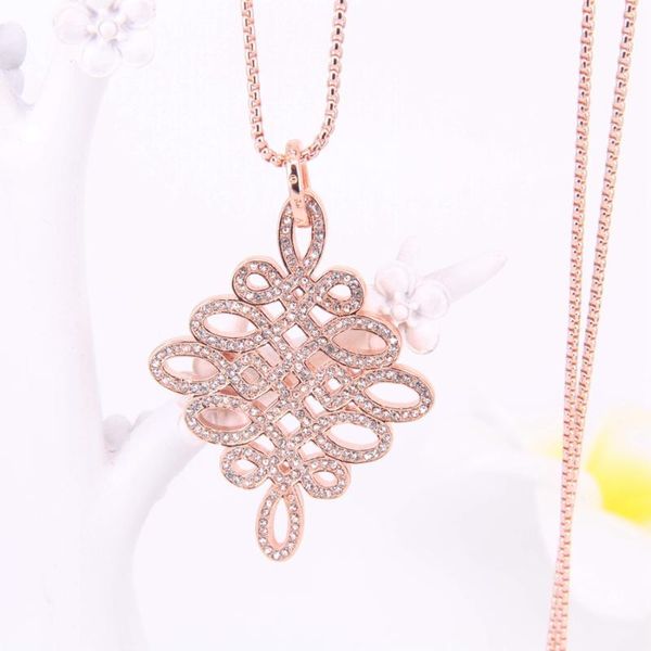 

pendant necklaces hemiston royalty chinese knot with color rhinestone zircon necklace, victorian style jewelry gift for women and men, Silver