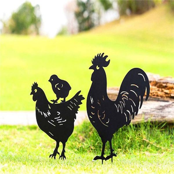 

garden iron rooster simulation lawn decorative chicken playing cards horticulture accessory decorations