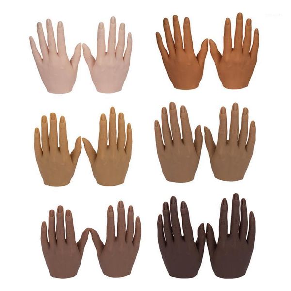 

flexible fake hand nail art training display practice tool model1, Red;gold
